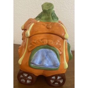 Pumpkin Carriage Cookie Jar‎ Vintage Thanksgiving Holiday